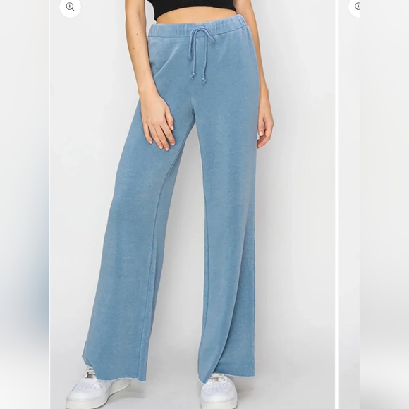Double Zero Pants - 💙 Steel Blue High Waist Wide Leg Draw String Lounge Pants